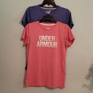 Duo of Under Armour headgear shirs
